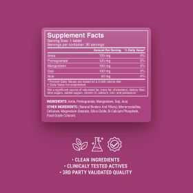 500mg - Antioxidant Superfruit Mix Tablets - Acai, Amla, Goji, Mangosteen, Pomegranate - Berry Pomegranate - Mood Tablets